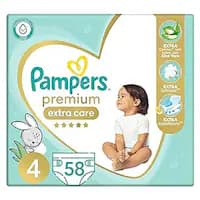 بامبرز بريميوم اكسترا كير حفاضات أطفال - مقاس 4 - 9- 18 كجم - 58 حفاضة