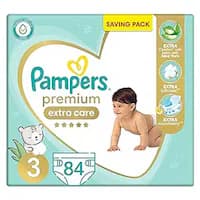 بامبرز بريميوم اكسترا كير حفاضات أطفال - مقاس 3 - 6-10 كجم - 84 حفاضة